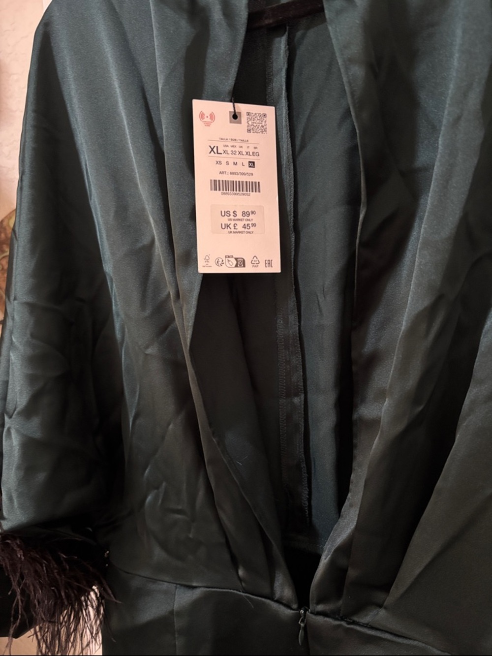 ZARA Short Satin Feather Dress - Picture 3 of 12